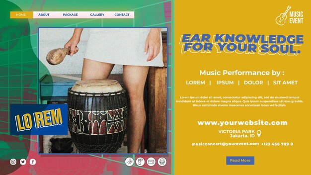 Music event landing page template