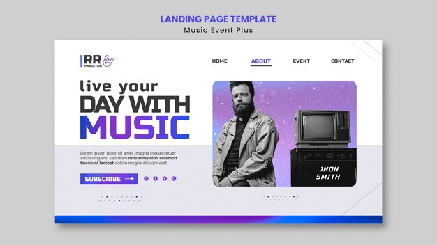 Music event landing page template