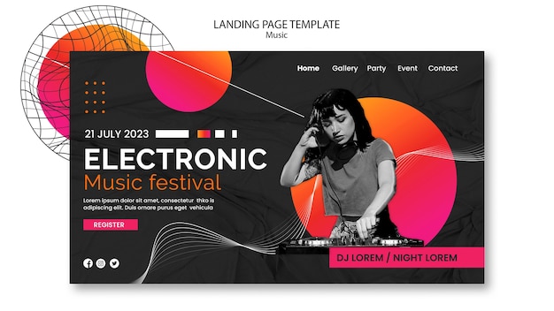 Free PSD music event landing page template