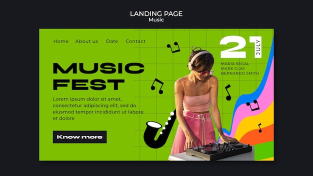 Music event landing page template