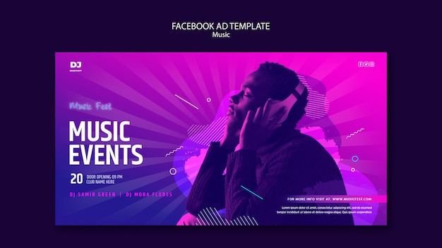 Music event social media promo template with gradient light