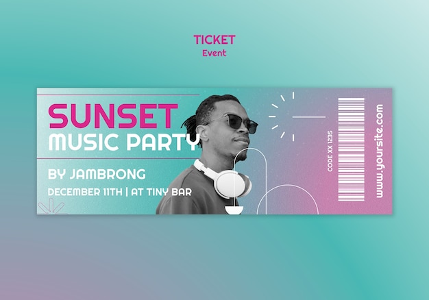 Free PSD music event ticket template design