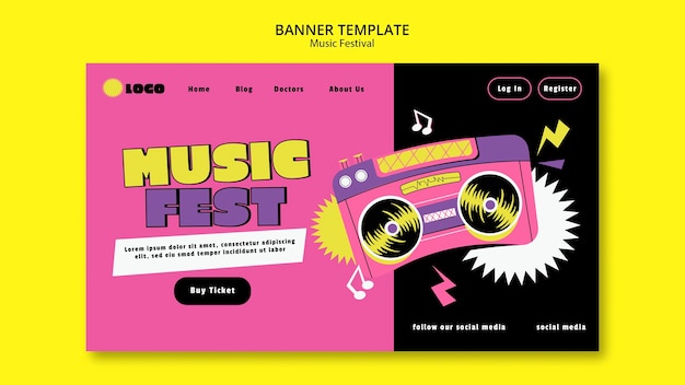 Free PSD music festival banner template