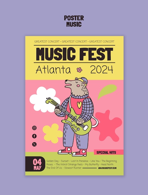 Free PSD music festival celebration template