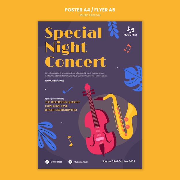 Free PSD music festival design poster template