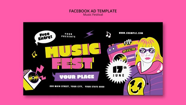 Music festival facebook template