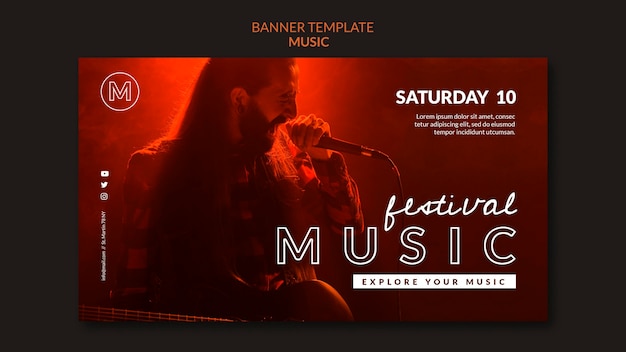 Free PSD music festival horizontal banner template