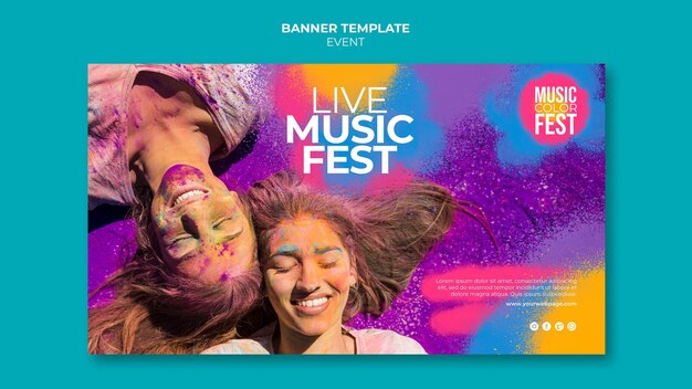 Free PSD music festival horizontal banner template