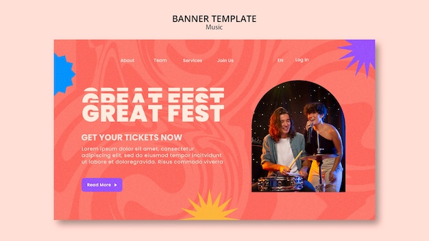 Free PSD music festival horizontal banner template