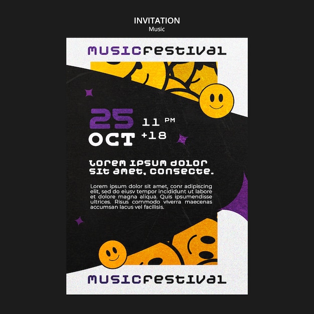 Free PSD music festival invitation template