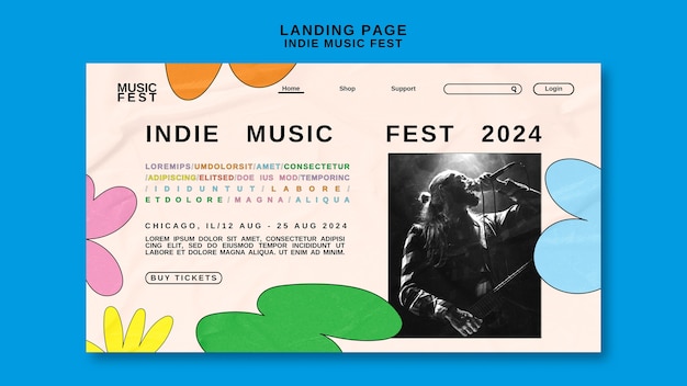 Free PSD music festival landing page template