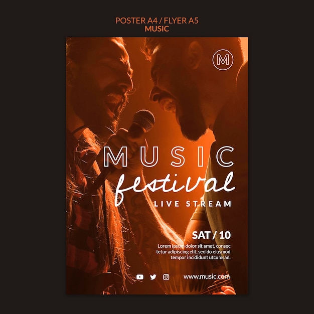 Free PSD music festival poster template