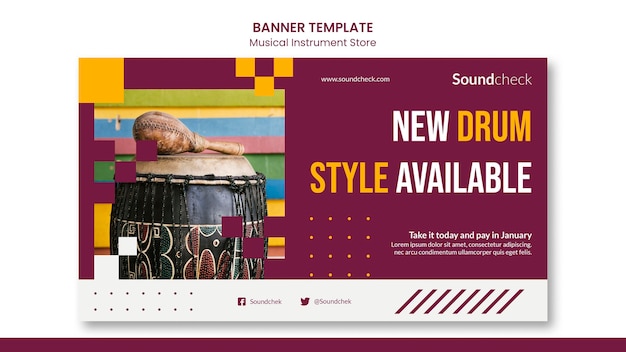 Music instrument concept banner template