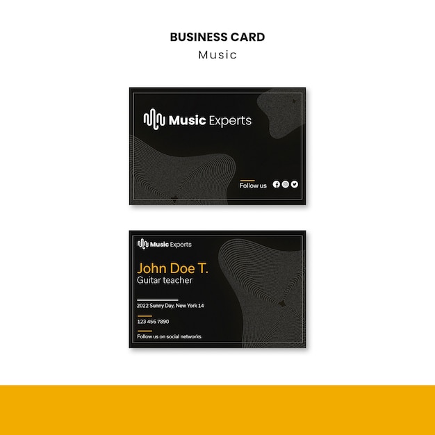 Free PSD music lessons horizontal business card template