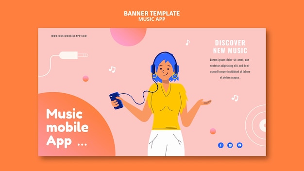 Free PSD music mobile app banner template