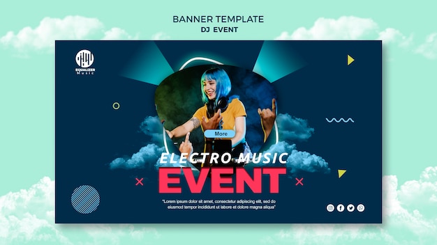 Free PSD music party concept banner template