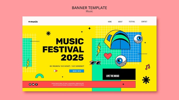 Free PSD music performance landing page