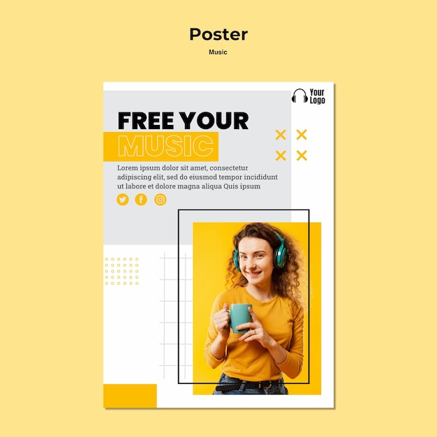 Music platform poster template