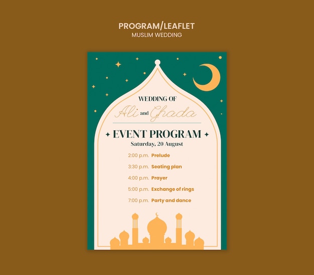 Free PSD muslim wedding template design