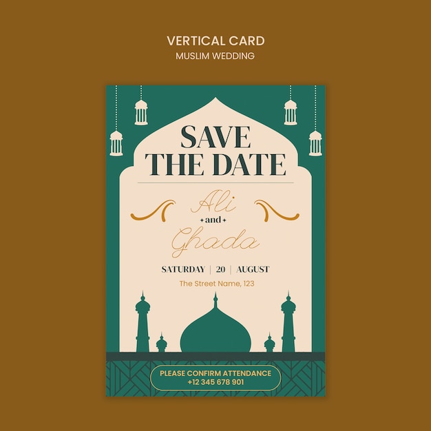 Free PSD muslim wedding template design