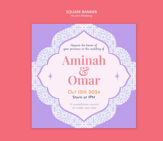 Free PSD muslim wedding template design