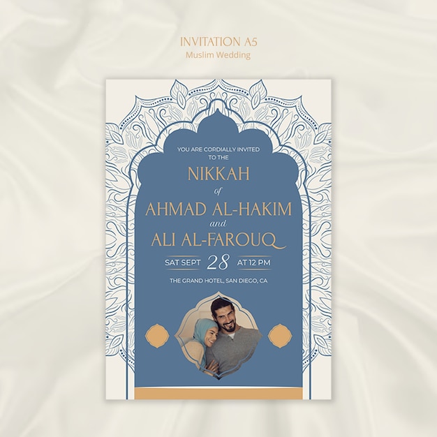 Free PSD muslim wedding template design