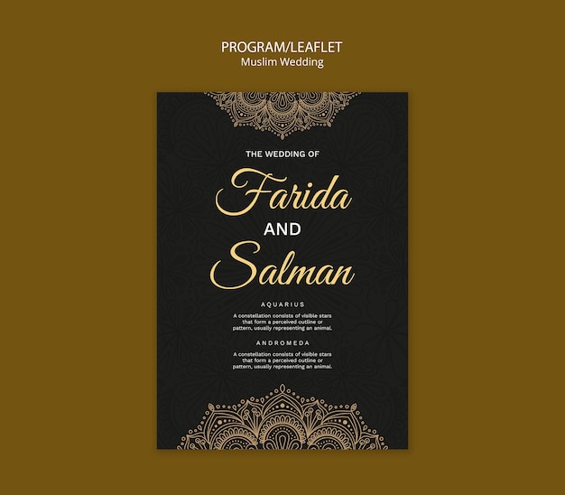 Free PSD muslim wedding template design