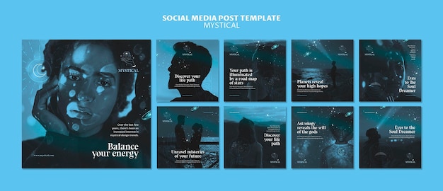 Free PSD mystical concept social media post template