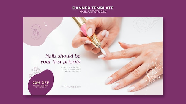 Free PSD nail art studio horizontal banner template