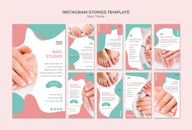 Free PSD nail studio instagram stories template