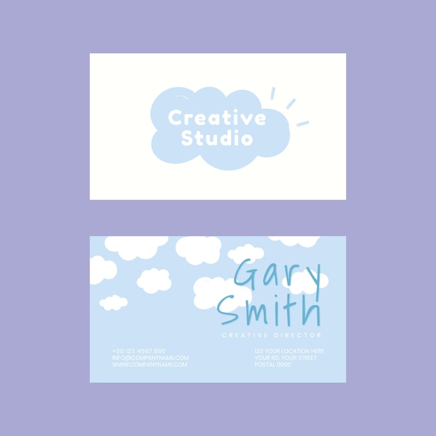 Free PSD name card template psd in clouds and blue sky pattern