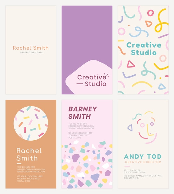 Free PSD name card template psd set in soft pastel color patterns