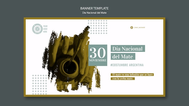 Free PSD national day of mate beverage banner template