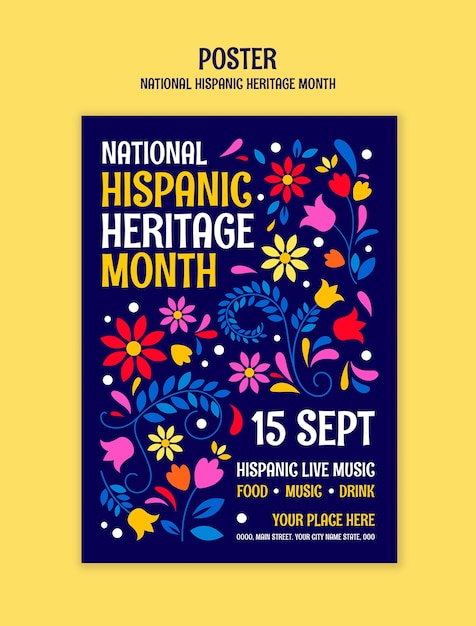 National hispanic heritage month template design