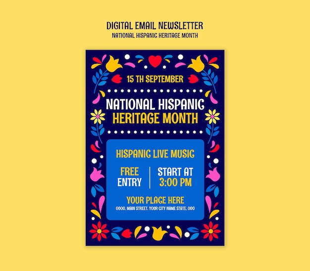 Free PSD national hispanic heritage month template design