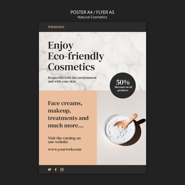 Natural cosmetics flyer template