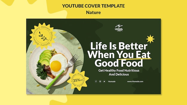 Free PSD natural food youtube cover template