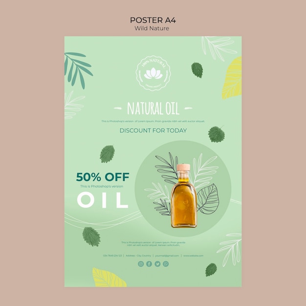 Free PSD natural oil discount poster template