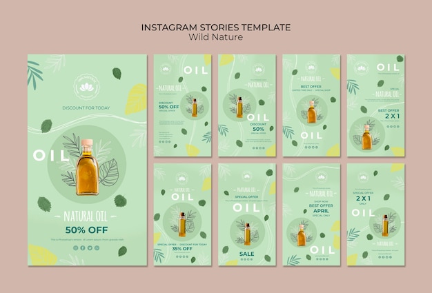 Free PSD natural oil instagram stories template