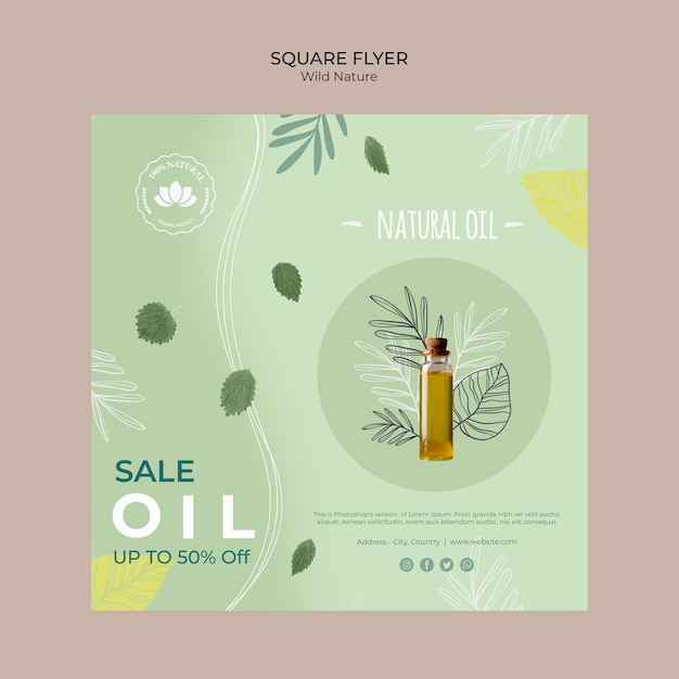 Free PSD natural oil square flyer wild nature