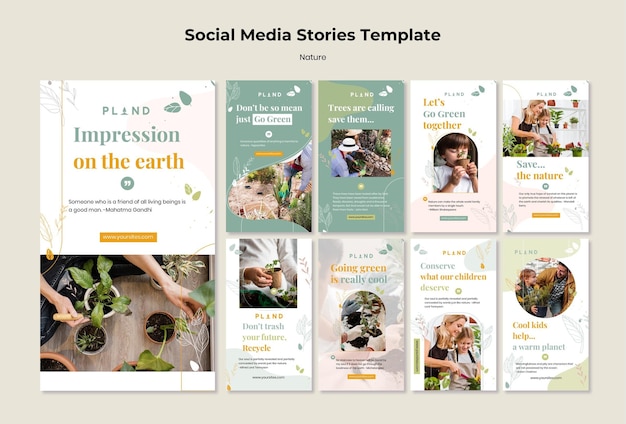 Free PSD natural plants social media stories