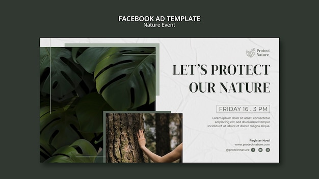 Nature conservation social media promo template with vegetation