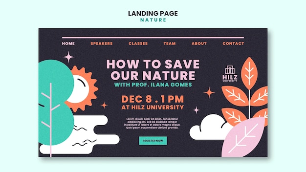 Free PSD nature event landing page template