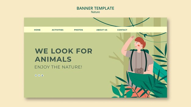 Nature exploration and outdoors adventure landing page template