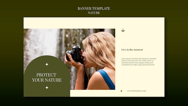 Free PSD nature exploration and outdoors travel horizontal banner template