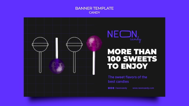 Free PSD neon banner template for candy store