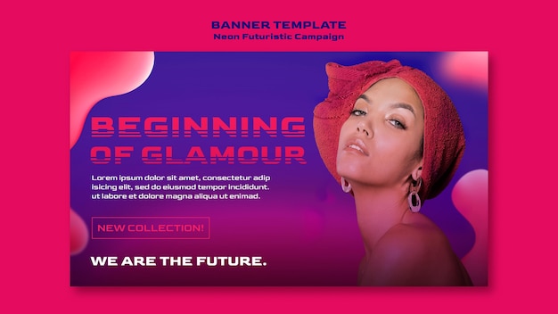 Free PSD neon futuristic template banner