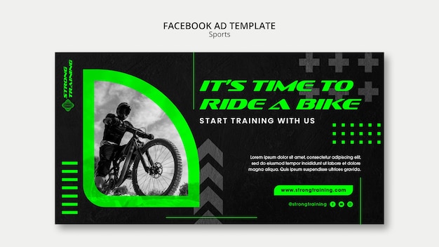 Free PSD neon green biking social media promo template