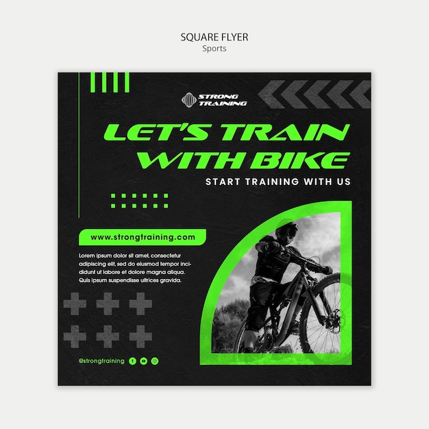 Free PSD neon green biking square flyer template