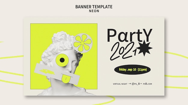 Neon party banner template